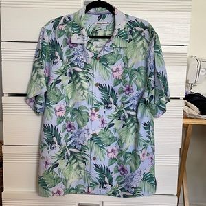 100% Silk Floral Men’s Button Down Shirt